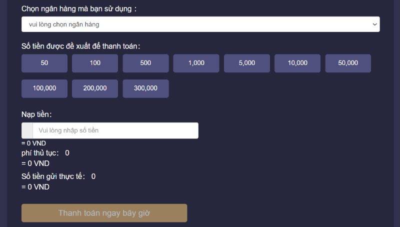 Nạp tiền vào PQ88 